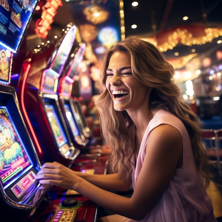 Tampilan permainan kasino langsung dengan meja blackjack dan roulette